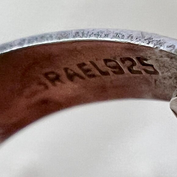 2 Rings Israel 925 Sterling Silver Lapis Lazuli Bezel Set Stones Adjustable Band - Picture 5 of 12